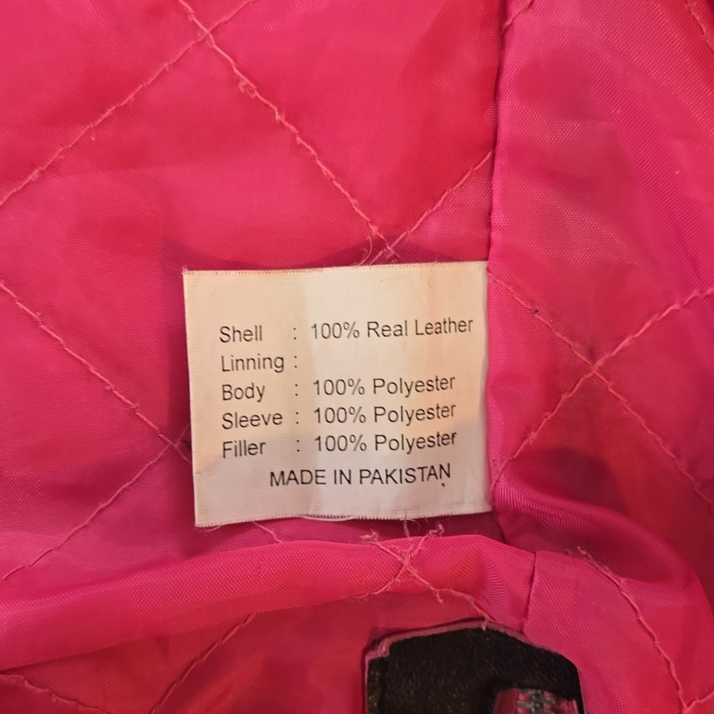 K OSS Womens Rasperry And Brown Distressed Leather Jacket Size Large - Picture 14 of 15